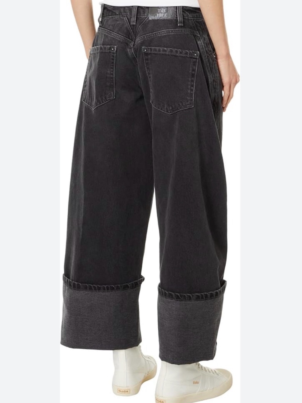 We The Free Olsen barrel Wide-Leg Cuffed Jeans - Black size 25